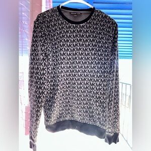 Michael Kors Black and Gray Monogram Crewneck Sweater